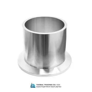 Precision-machined hygienic stainless steel stub end with mirror-polished face